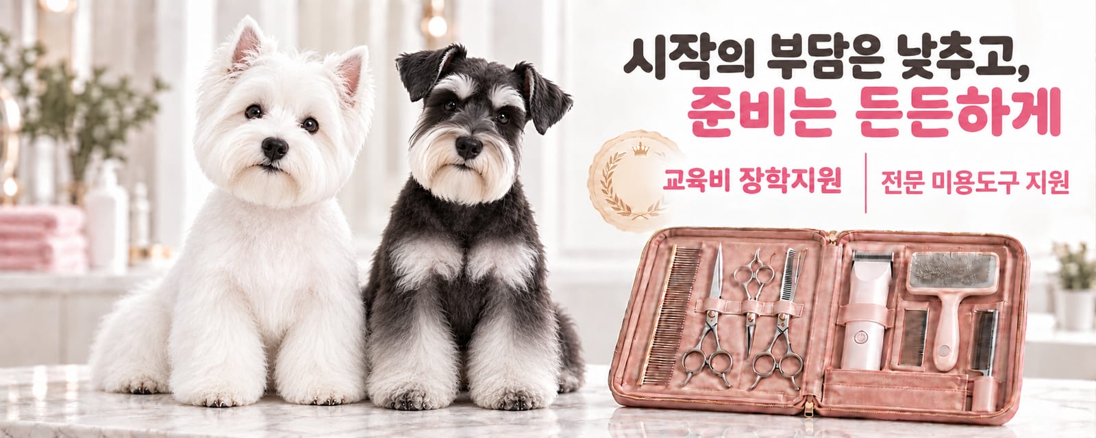 애견미용수강료지원, 미용도구지원